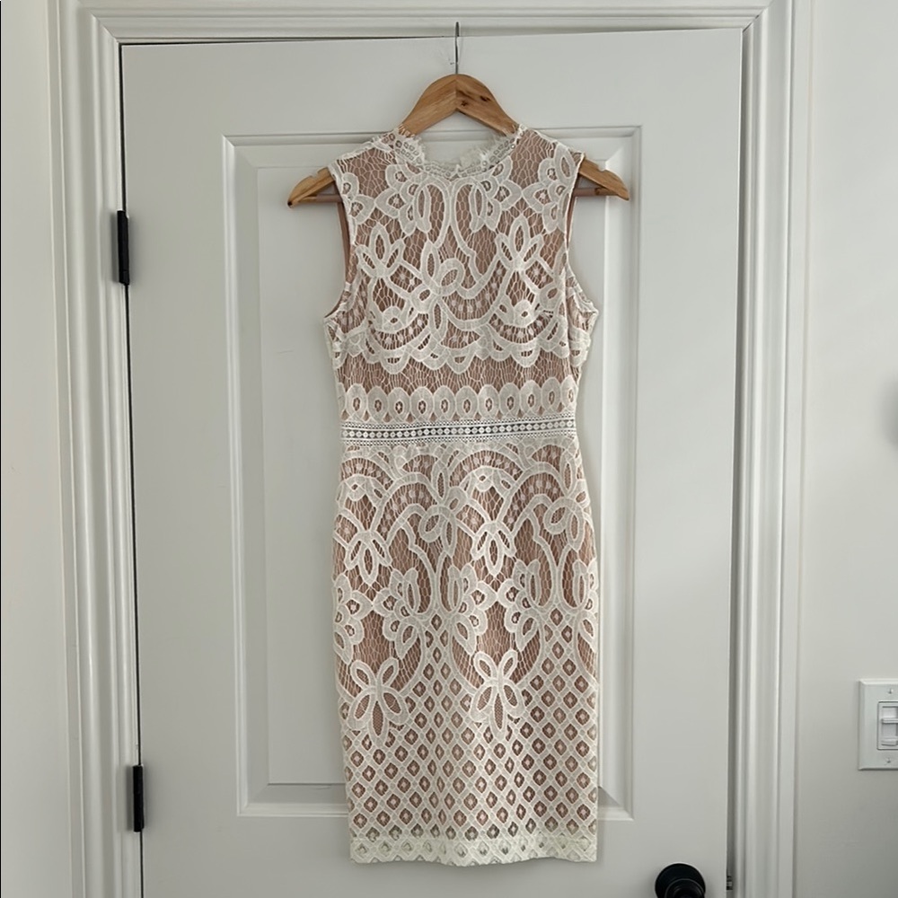 Lulu's Gold Sheath Midi Dress Mock Neck Sleeveless